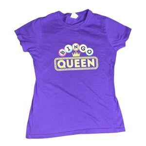 Purple Bingo Queen T-Shirt women’s size small Colorful Retro design